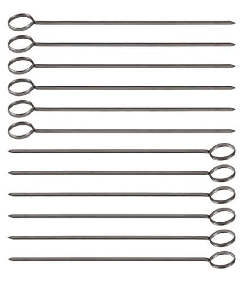 Great Credentials 10-Inch Long Stainless Steel Skewer, Barbecue, BBQ, Shish Kebab Kabob Skewers, Ring-Tip Handle, 1-Dozen